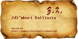 Zámbori Kalliszta névjegykártya